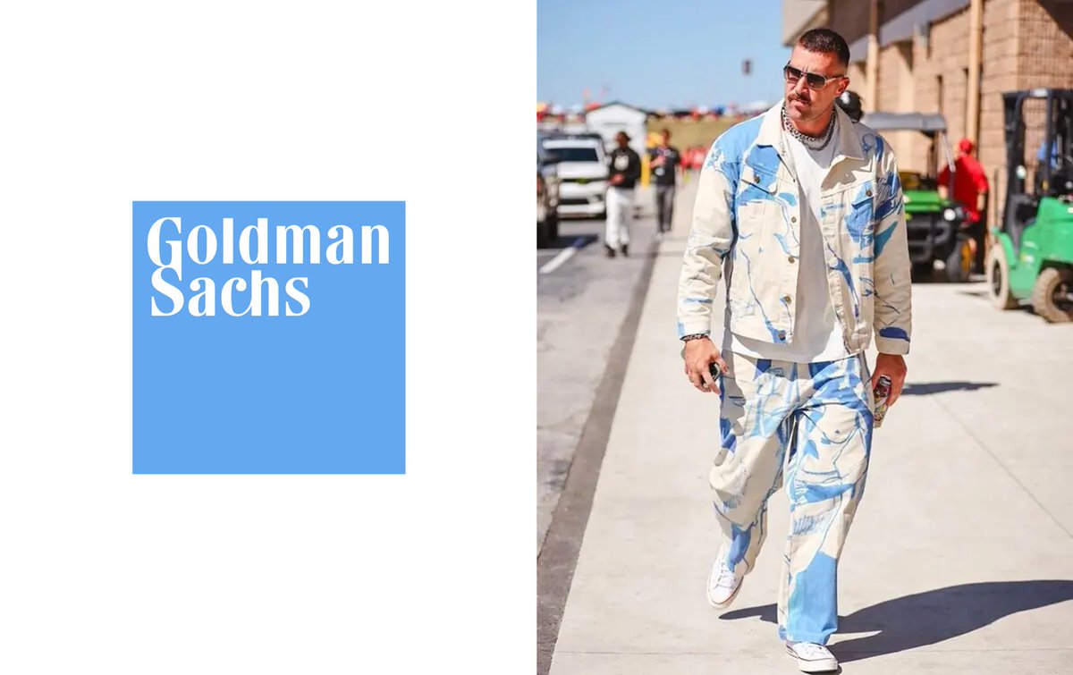 INVESTMENT BANKING LOGOS AS TRAVIS KELCE FITS — A THREAD

(The sequel to my "private equity logos as Taylor Swift fits" thread from this summer)

Starting with, naturally, GOLDMAN SACHS