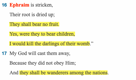 wideopenvista's tweet photo. @Dan_Taylor11 @jmscwms 2/

God confirmed his judgment against them in Hosea 9:16-17 (attached). https://t.co/p9ksBw7QWj