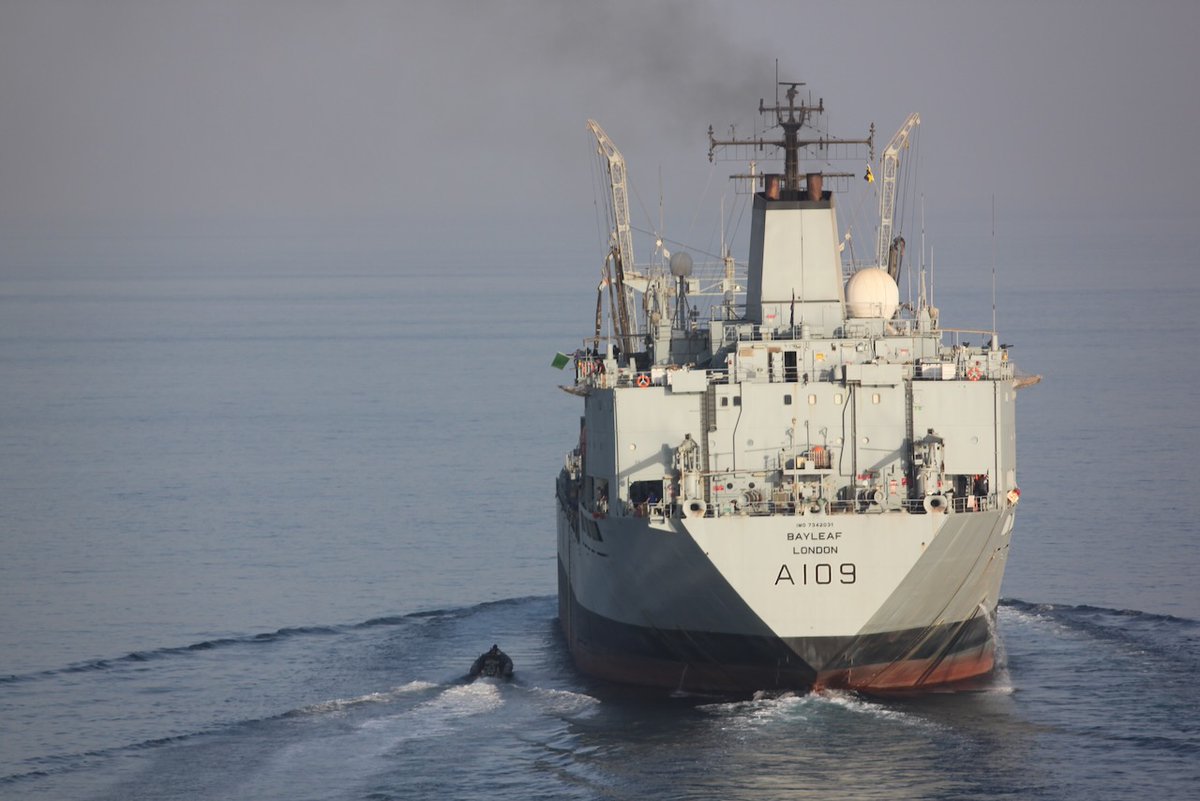 7 Sep 2010 - Boat transfer between RFA Lyme Bay and RFA Bayleaf in the Gulf