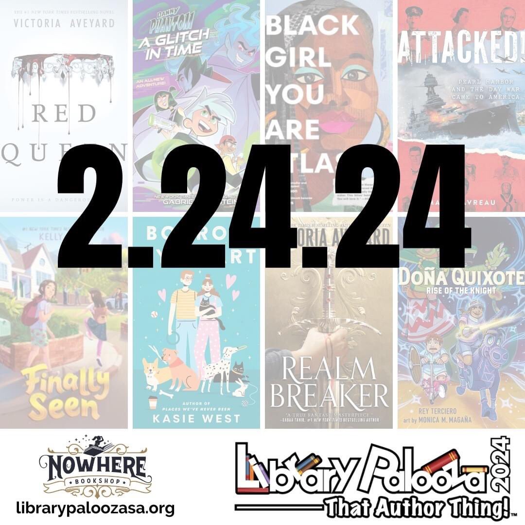 We can't wait for our #LibraryPalooza authors Victoria Aveyard, Marc Favreau, Gabriela Epstein, Monica Magaña, Kasie West, Renée Watson &amp; Kelly Yang to meet their San Antonio readers! Mark ur calendar for Feb 24 @ Brandeis HS to meet them all at #LibPlza24 librarypaloozasa.org