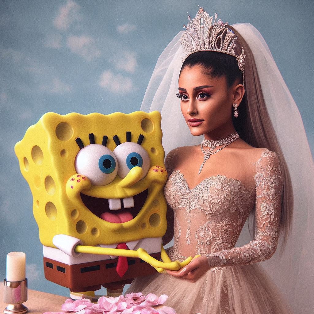 assfere's tweet photo. 🚨 | Ariana Grande looks breathtaking in newly shared photos at her weekend wedding with love interest, SpongeBob SquarePants. https://t.co/mdxsbjAJzQ