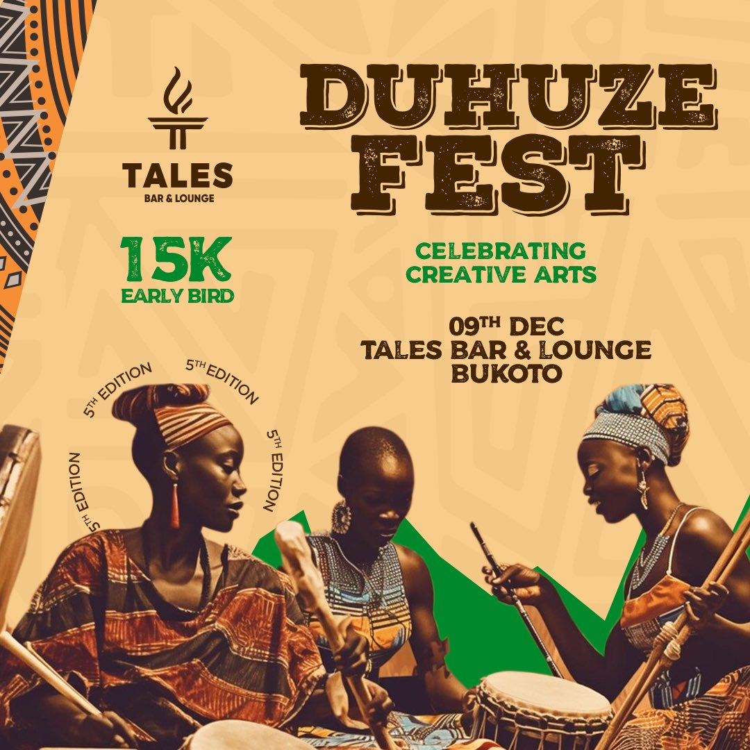 Duhuze_fest's tweet image. 🥳🥳🥳 October welcomes you with the biggest plot for December.

@Taleslounge 
#9thdecember 
#celebratingcreativearts.

Early bird ticket at 15k 🥰🥳.