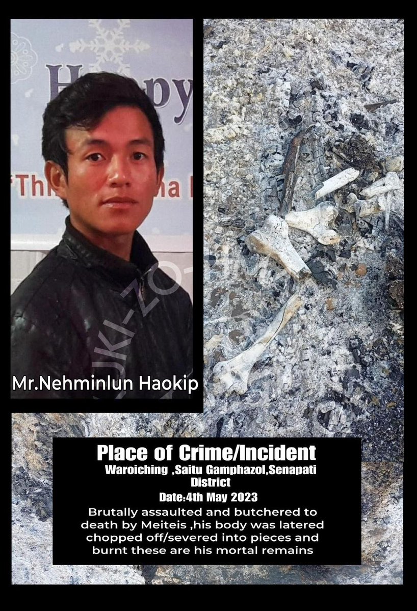 Zoukim27's tweet photo. Since May 3,2023, the #Kuki_Zo people have been chased,hunted and butchered like animals but as of today no justice has been delivered. 

Why is there partial justice among citizens of the same state too?? Does being a minority not give you the right to seek and be granted justice?? 

As citizens of India right to life and liberty is a fundamental right but the same right has been snatched away from the #Kuki_Zo people and the only solution is to grant a Separate Administration. 

#ThisIsKuki_ZoStory
#MeiteiAtrocities
#MeiteiWarCrimes