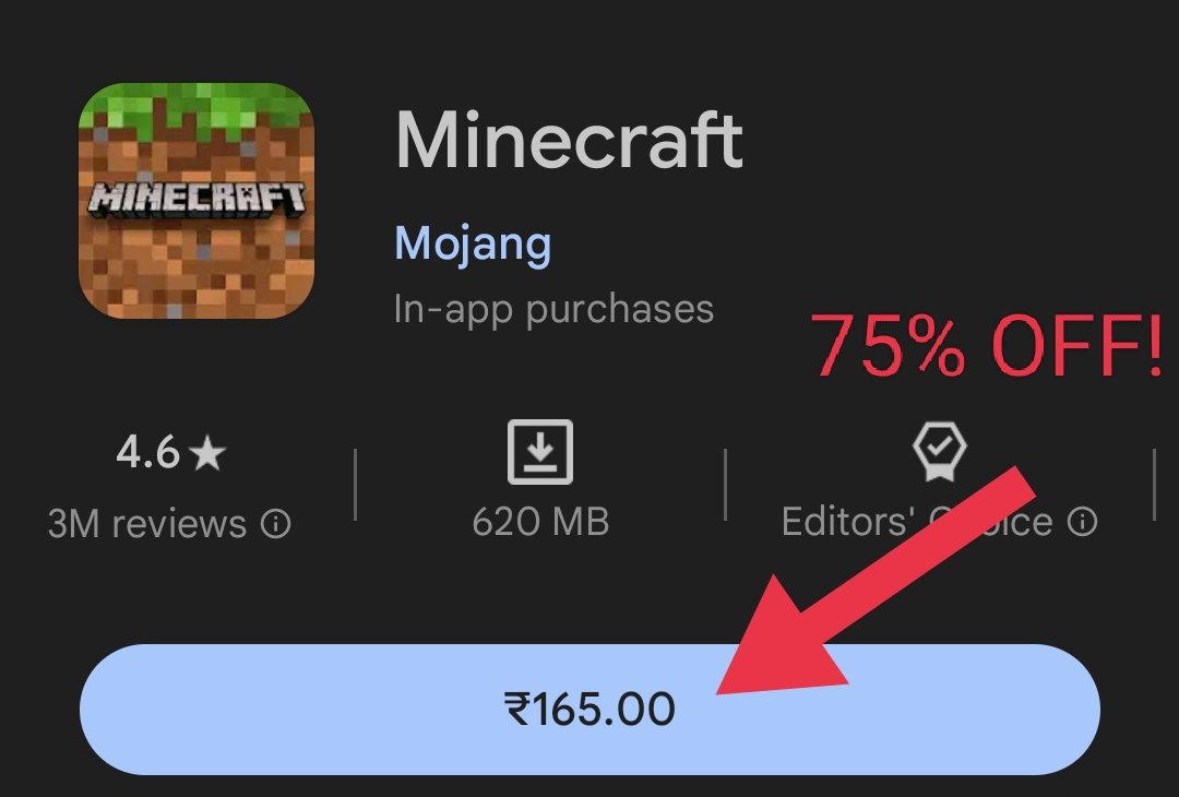 NikMC on X: Looks like Early Halloween Started Minecraft Pocket Edition/Bedrock  is now 75% off of the original price on the Play Store/App Store. Note:  (It's $2, I'm an Indian so it's