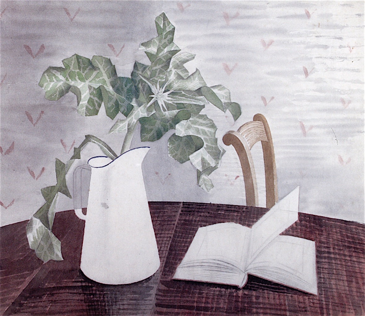 Still Life with Acanthus Leaves, Eric Ravilious, 1938/39. The original artwork is on long term loan to <a href="/FryArtGallery/">FryArtGallery</a>. An unfinished work, made as he was about to leave to join the Castle Hedingham Royal Observer Corps at the start of #WW2. #Essex