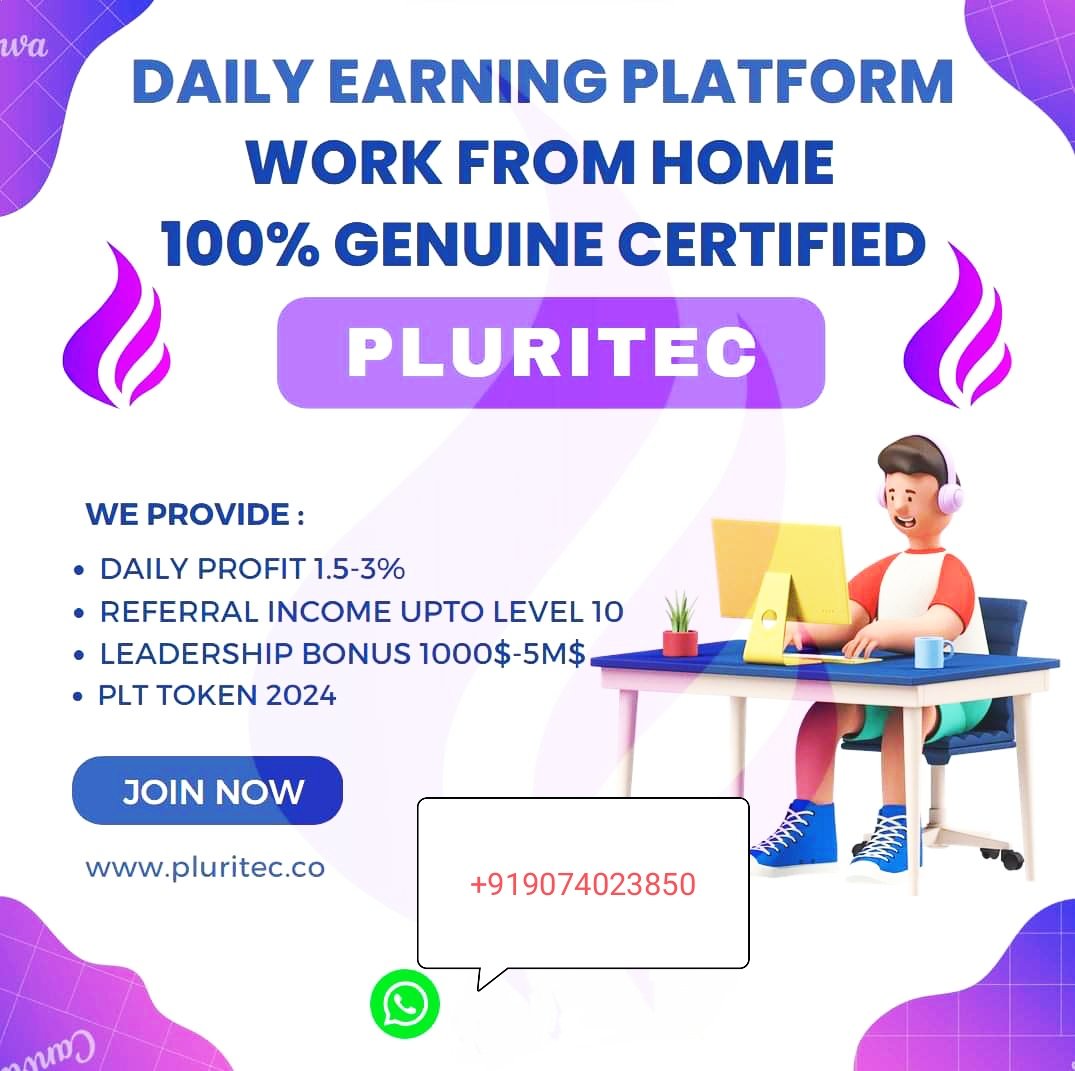 app.pluritec.co/register/Kavi1…

Earn money online

chat.whatsapp.com/LqyRwcrfmjz4pq…

youtu.be/8kj20Q8sRmU?fe…

youtube.com/@PLURITEC_

instagram.com/pluritecoffici…

x.com/pluritec_