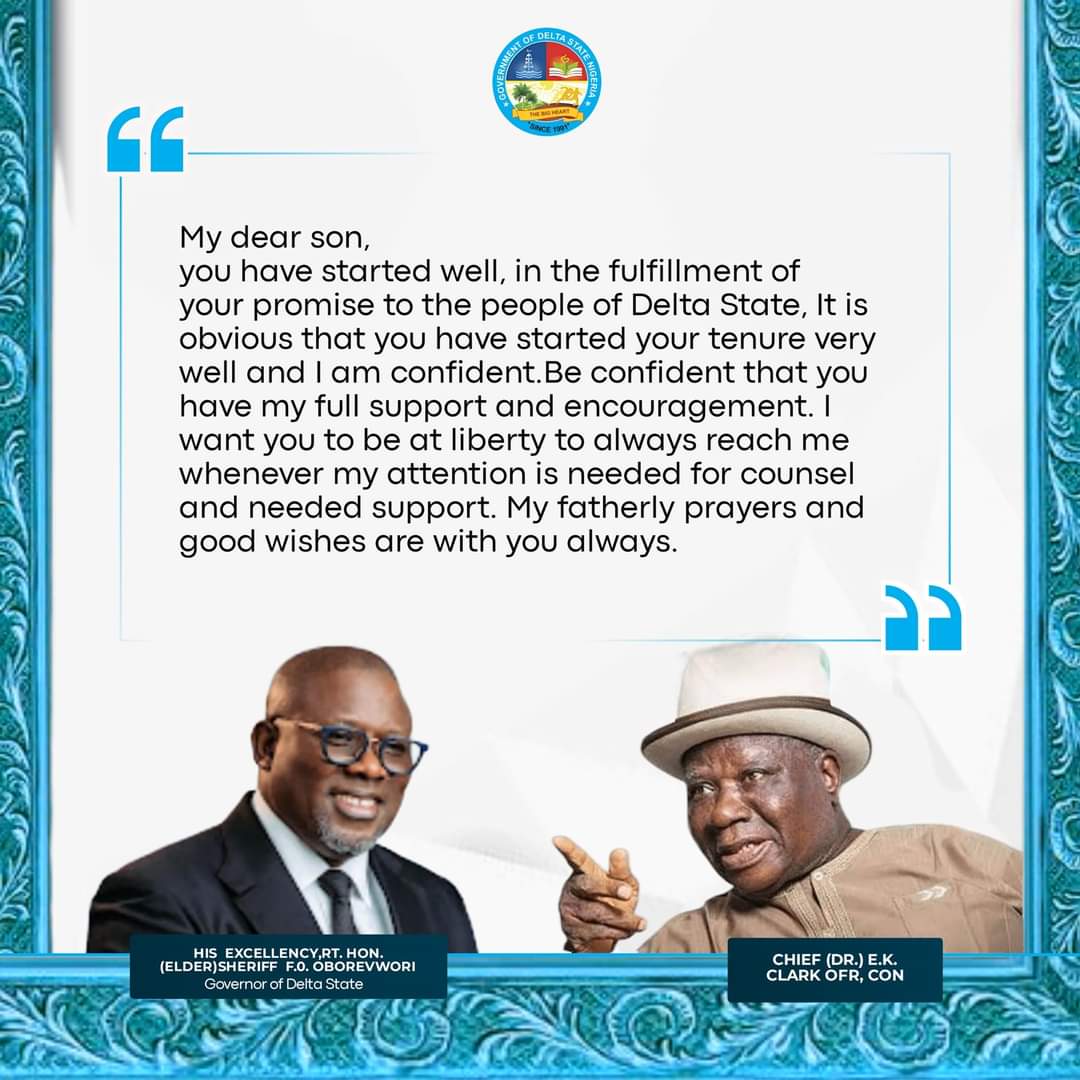 OlokuJacob's tweet photo. Pa EK Clark opens up on Rt Hon Sheriff Oborevwori 

#AdvancingDelta 
#moreagenda 
#deltastategovernment https://t.co/hUJrX8wJXb