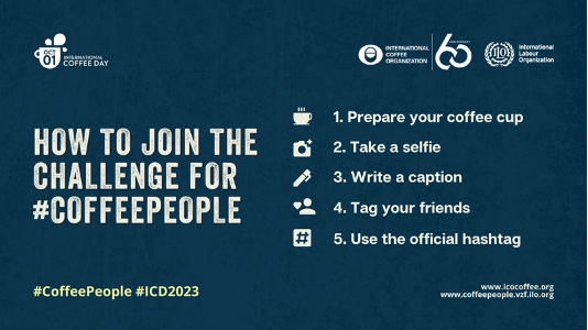 ICOCoffeeOrg's tweet photo. TODAY we celebrate the International Coffee Day☕️!!! It's time for you to join @ICOcoffeeOrg & @ilo #CoffeePeople Challenge!
Read on to find out all the details 👀👉https://t.co/zmOAlHKAJJ
#InternationalCoffeeDay #OSH #ICO #ICD2023 #SafetyAndHealth #VZF #CoffeePeople https://t.co/kFcgCFZTHU