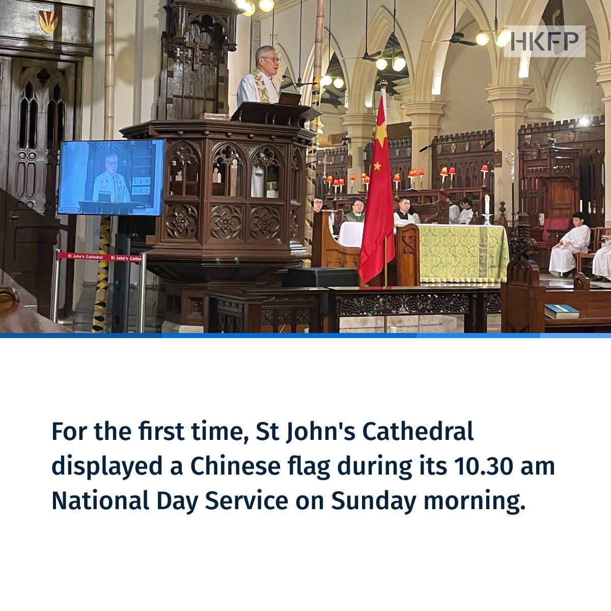 Lawmaker Reverend Canon Peter Koon previously said that displaying the national flag in church showed respect for the country. Photo: St John's Cathedral .