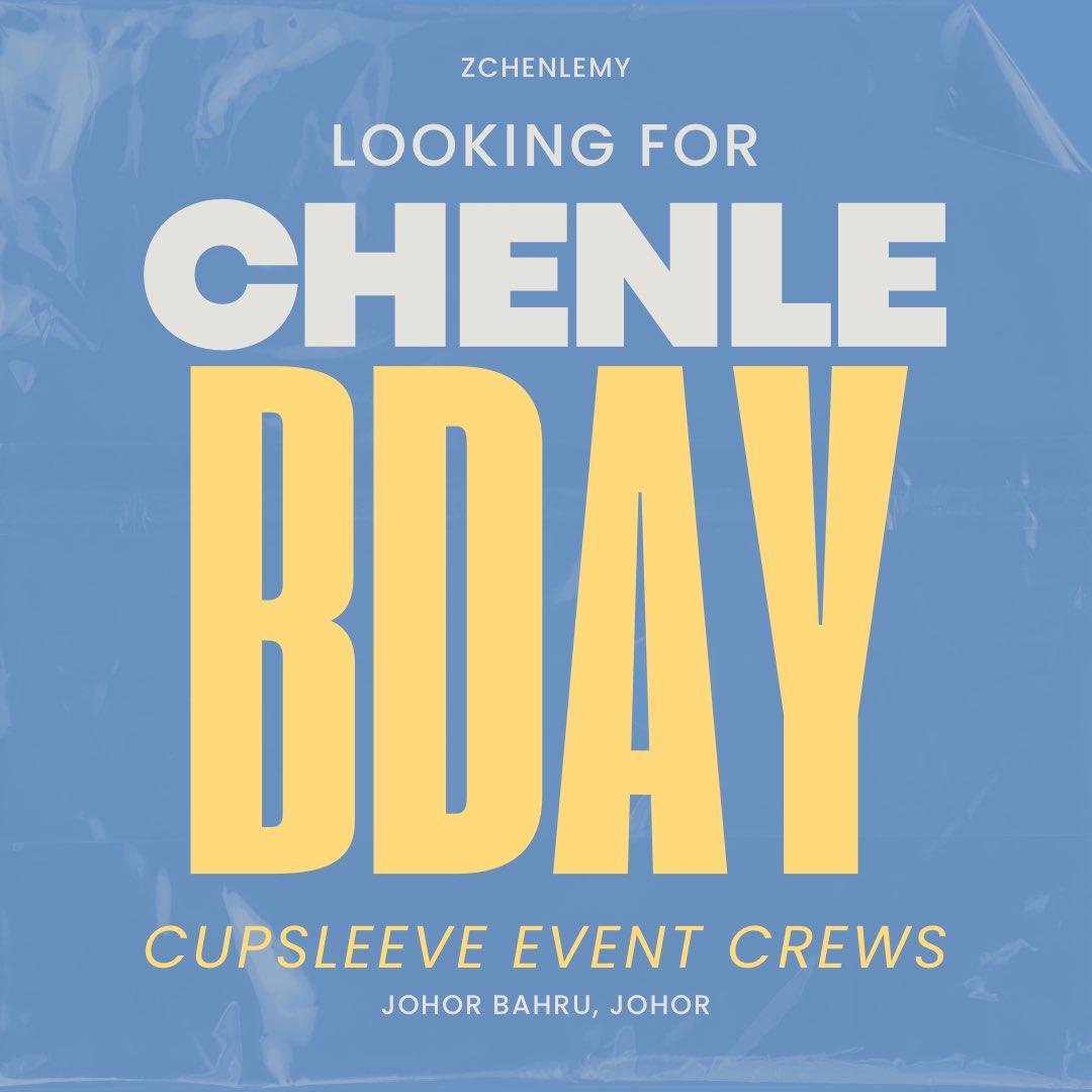 📢 Calling for Johorean NCTzens 📢

We are still looking for cafe event crews in Johor Bahru, Johor to help us for Chenle Birthday Cafe Event that will be held on Saturday, 18th of November. We welcome everyone with or without cupsleeve event crew experience to help us celebrate