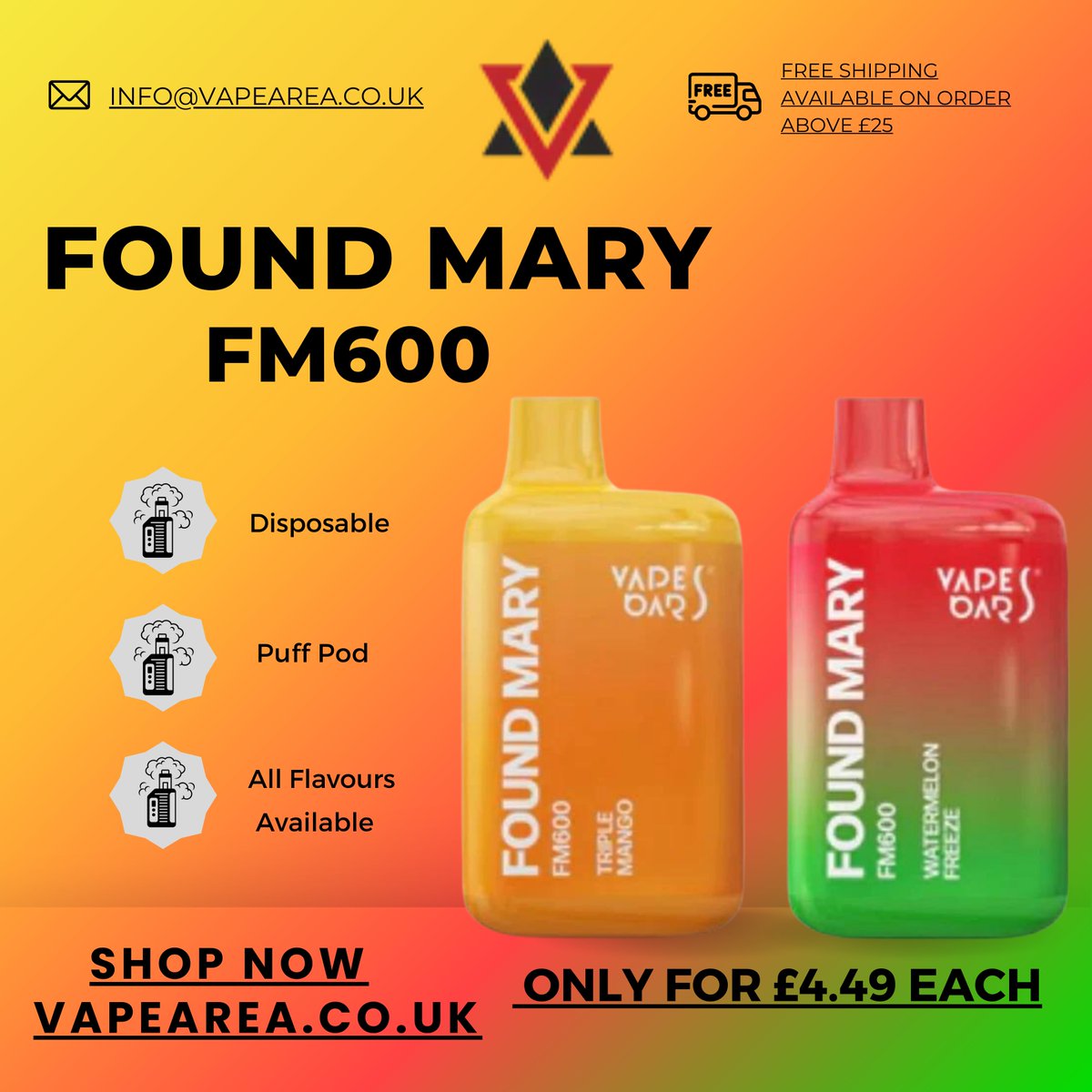Found Mary FM600 Disposable Vape Pod Puff Device.
All Flavours Available on Vapearea.co.uk
#vapeshopuk #vapeshopnearme #vapeshoplife #vapeshop #vapestore #vapes #vapers #vapersofinstagram #vapersworldwide #vapersunite #vaperscommunity #vapershop #vapingtricks