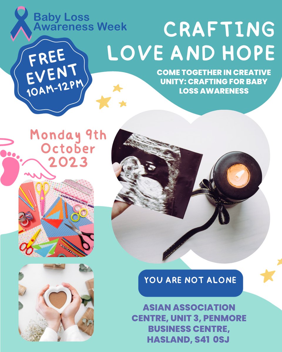 DerbysMNVP's tweet photo. Join us for a heartwarming gathering dedicated to 'Crafting with Love and Hope' in honour of Baby Loss Awareness. 🌟💕 

Connect with fellow parents who understand your journey and create something beautiful in memory of our cherished little ones. 🌈 https://t.co/ES9e1nJQ2s