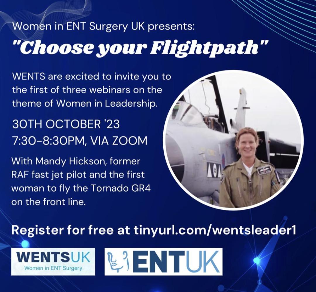 We're looking forward to the first of our three webinars on the theme of Women in Leadership! ☺️ @MandyHickson, former RAF fast jet pilot, will be speaking on leadership, her personal experience, and the surgical parallels. For more info, visit tinyurl.com/wentsleader1