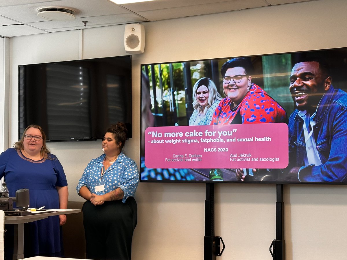 DacsFor's tweet photo. Mere #NACS og fra #DACS egne rækker @AudJektvik, studerende på vores Counselor hold 
This presentation will be based on is basen on work with the book "No more cake for you", a book about weight stigma in the healthcare system https://t.co/GSBF2IjP76