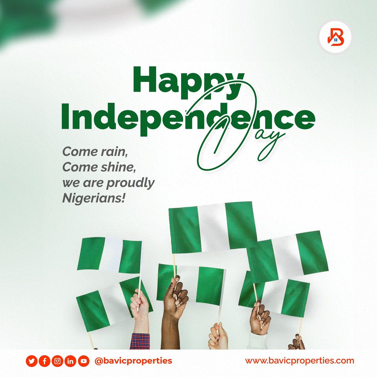 Happy Independence Day, Nigeria! As we celebrate the strength, resilience, and unity of our great nation, we at Bavic Properties and Estates Management Limited extend our warmest wishes to all Nigerians. #realestateexpert #independenceday #petrolprice #BBNaija #renewedhope2023