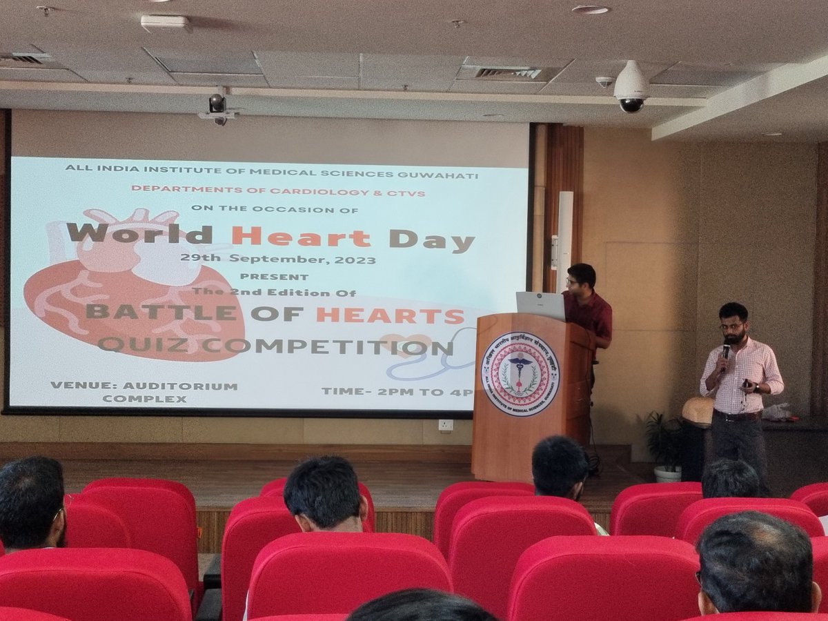AIIMS_Guwahati's tweet photo. The 2nd Edition of 'Battle of Hearts' quiz competition was organised by the Depatments of Cardiology and CTVS of AIIMS Guwahati, to mark the observation of #WorldHeartDay2023. https://t.co/MOM8fqJfPi