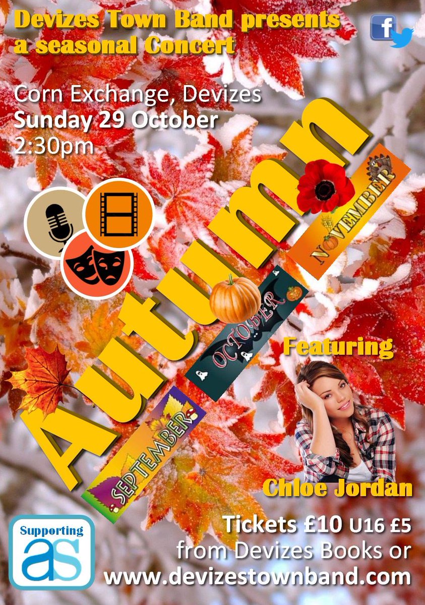 DevizesTownBand's tweet photo. Our Autumn Concert is four weeks today! 

Devizes Town Band are proud to announce that this concert will be raising funds for local charity @AlzheimersSupp

Come along on October 29th and have a wonderful afternoon! you can buy your tickets via this link
 https://t.co/PQ23NfRMcx https://t.co/wrtphUT4nW