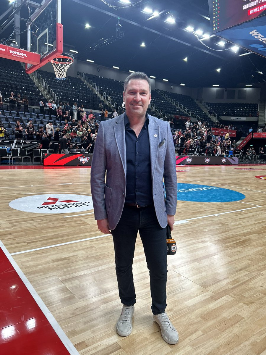 A huge thanks to @ScudMark of @menzclub for dressing me (and all the commentators) for this @NBL season. It started many years ago and now a friendship as he looks after me with all my clothing. Love the gear mate and thank you for making look great (or as well as you can- LOL)