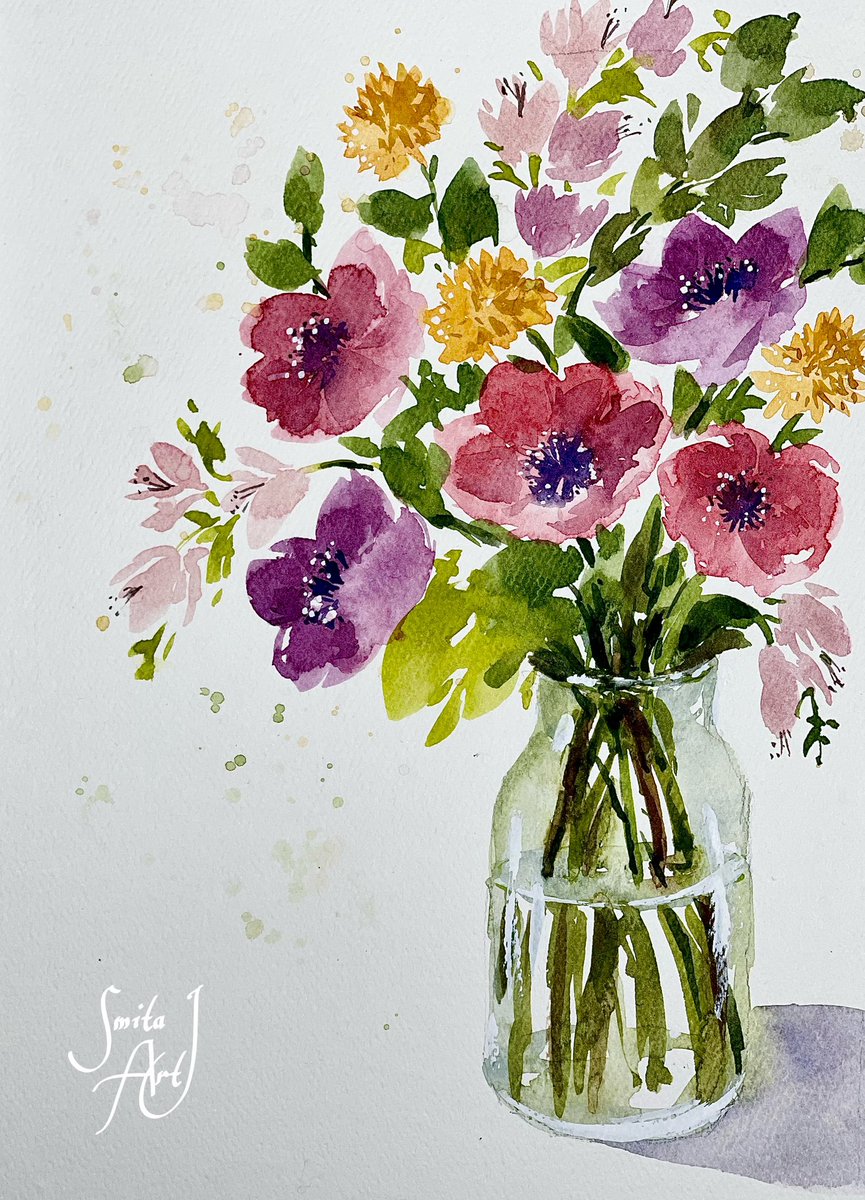 Petals unfurl bright,
In vibrant hues, their delight,
Blossoms bloom in light 🌸

#watercolorflorals #watercolor #floralart #floral #Autumn #October