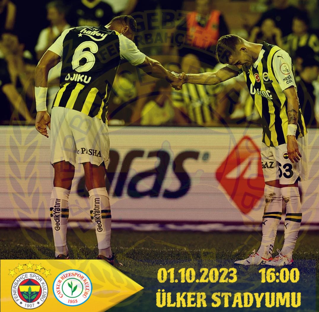 Fenerbahçe’miz Trendyol Süper Lig 7. Hafta  Maçında Çaykur Rizespor’u konuk ediyor. Bu zorlu mücadelede takımımıza başarılar diliyoruz. 

🏆Trendyol Süper Lig 
⚽️ <a href="/fenerbahce/">Fenerbahçe SK</a> 🆚 <a href="/crizesporas/">Çaykur Rizespor</a> 
🏟️ <a href="/ulkerstadyumu/">Ülker Stadyumu</a> 
🗓️ 1 Ekim Pazar
⌚16:00

#fenerbahçe #1907 #fenerbahçeorg