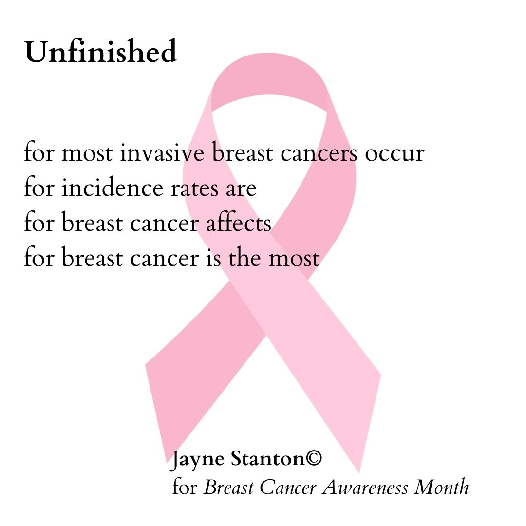 InkSweatTears's tweet photo. 'Unfinished', one of three fine poems from  @stantonjayne to mark the beginning of #BreastCancerAwarenessMonth. https://t.co/JOWToHNwEw https://t.co/tLNfi4PBlG