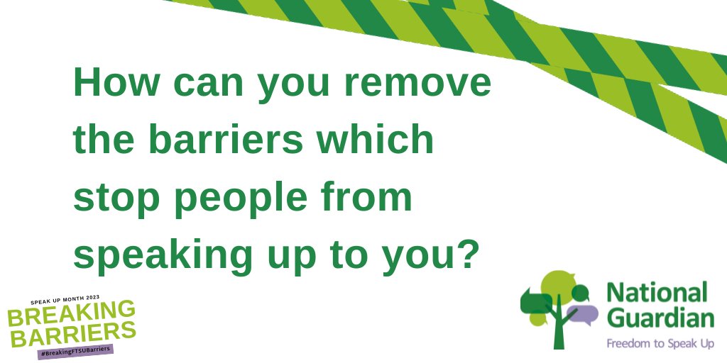 Today  marks the start of Speak Up Month. 

This year we are raising awareness of the   barriers to speaking up, and how we can all play our part at removing  them. 

What could you do?

#BreakingFTSUBarriers