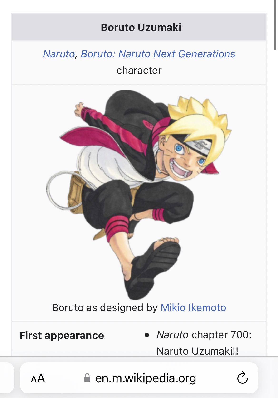 Bonamize on X: Whoever is in charge of the Boruto Wikipedia page let's  talk. They won't let me change this ugly ass picture. I uploaded the right  one before they reverted my