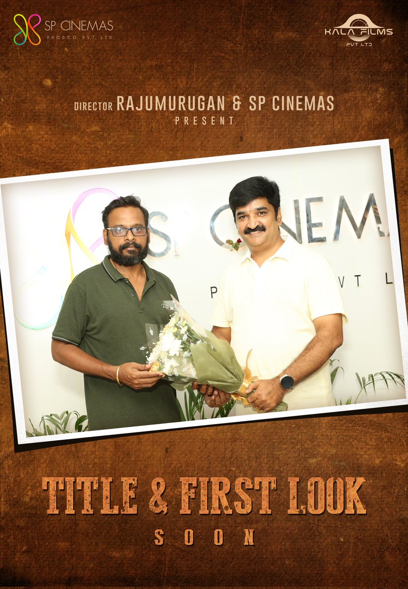 We are delighted to come together with director @RajuMurugan to present you SP Cinemas' next 💖 Title and First Look coming soon👣 A film by @Ezhil Periyavede 🎬 A @SeanRoldan Musical 🎶 #SPCinemasNext @thespcinemas @Sridhar_DOP @SamRdx6 #NrsukumarenMaren @UmadeviOfficial