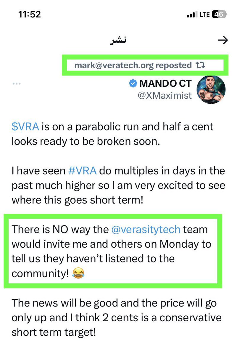 MandoCT's tweet photo. Also there is no way @rjmark_verasity would RT my post yesterday if they wasn’t going to change things! 

I am 99.9% confident in a BIG result for us $VRA holders and I can see a huge candle coming next week with 1-2 cents short term! https://t.co/W5ZR0vgqTd