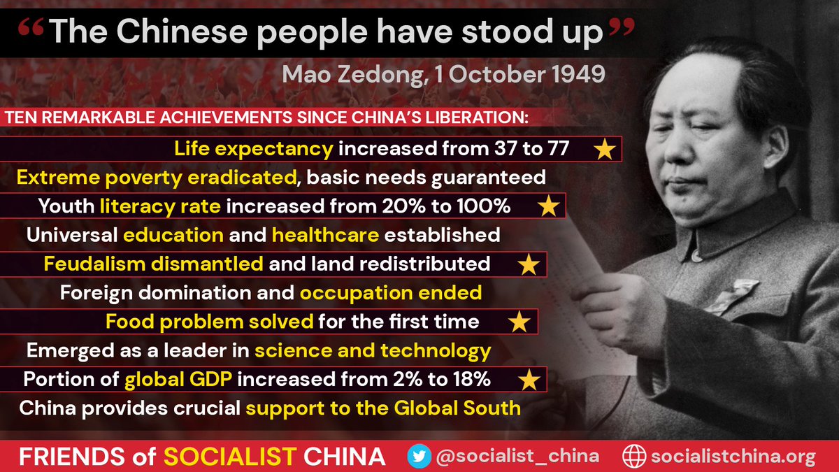 Congratulations to the Communist Party of China and the Chinese people on the 74th anniversary of liberation. The Chinese people have stood up, have shaken off extreme poverty and underdevelopment, and are blazing a trail towards a multipolar future for humanity.