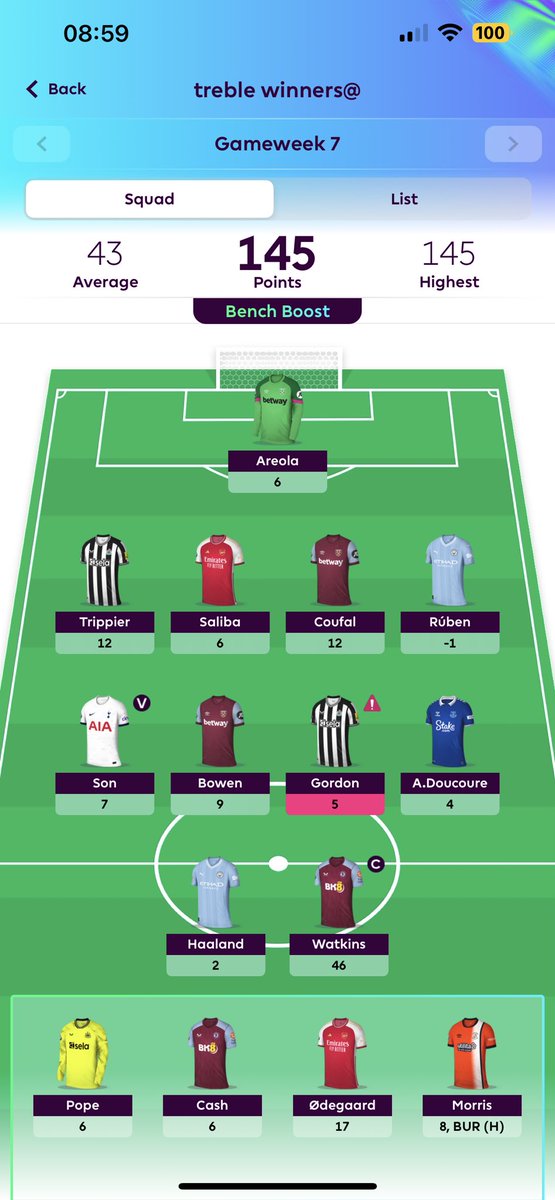 EmBlaaah's tweet photo. @OneDarkEnigma Legend. Ok so I have Watkins but his points are less on mine than on someone else’s? https://t.co/SV2zJdBfOy