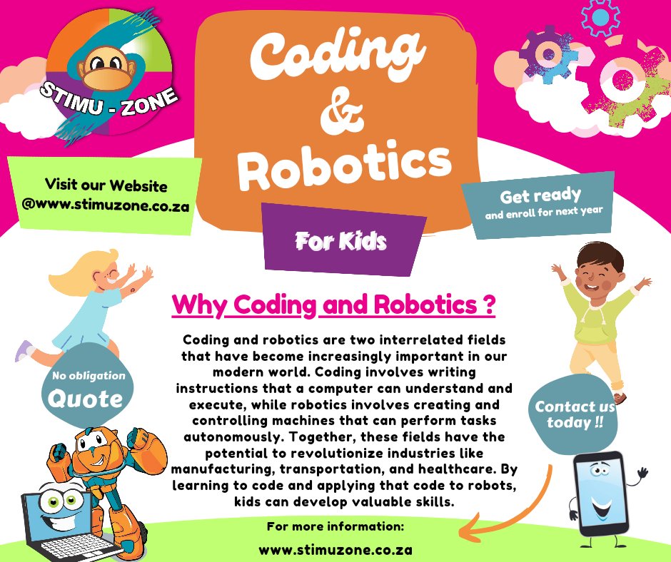 StimuZone's tweet image. Why Coding and Robotics? - Learn more @www.stimuzone.co.za - #codingforkids #coding4kids #roboticsforkids