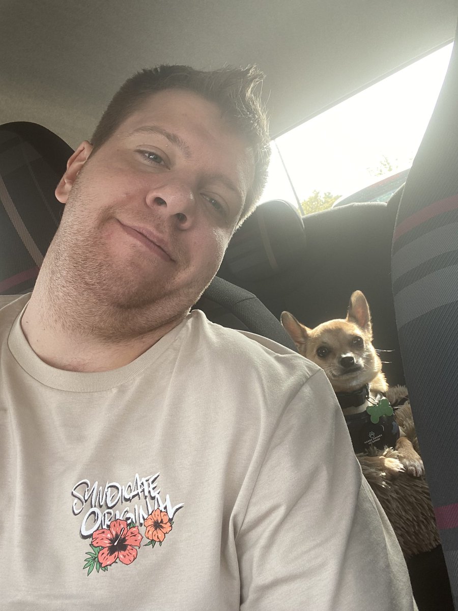 SticklesTv's tweet photo. Got my @SyndicateOG tee! Love it. Here’s me and our dog waiting for @KatuccinoTV https://t.co/f5R4du6nEj