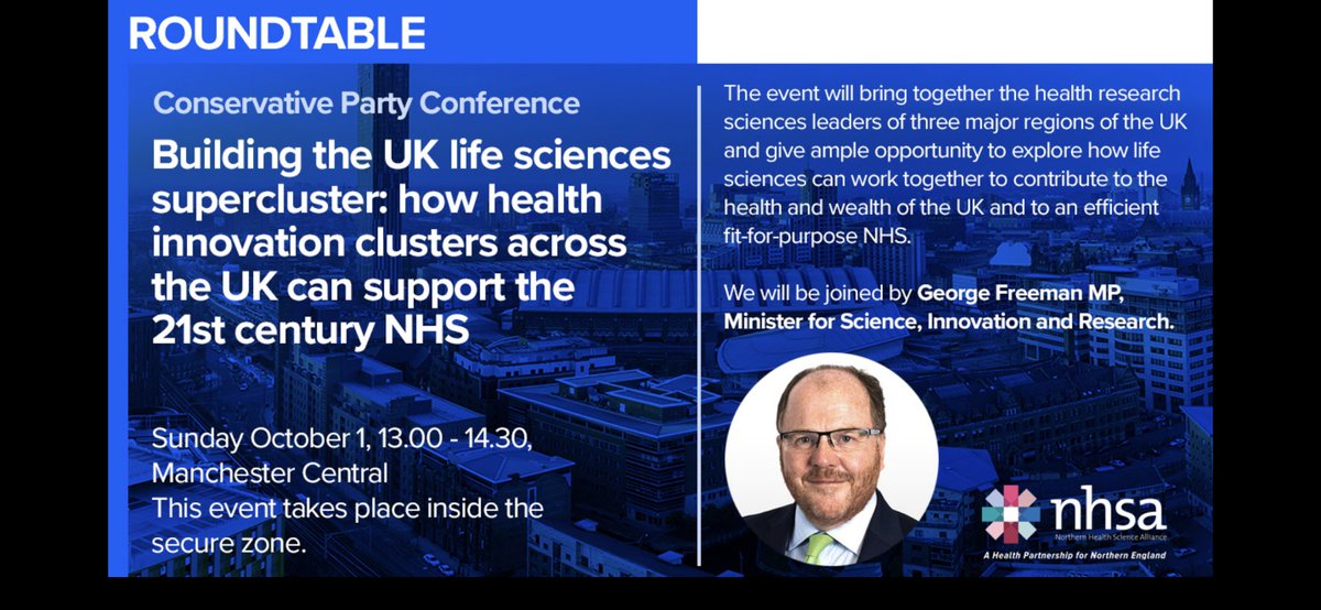 The_NHSA's tweet photo. Thrilled to be hosting this event today with @GeorgeFreemanMP - we’ve huge potential for life science clusters to drive forward the UK’s #sciencesuperpower ambitions https://t.co/K7vdzgCOSq