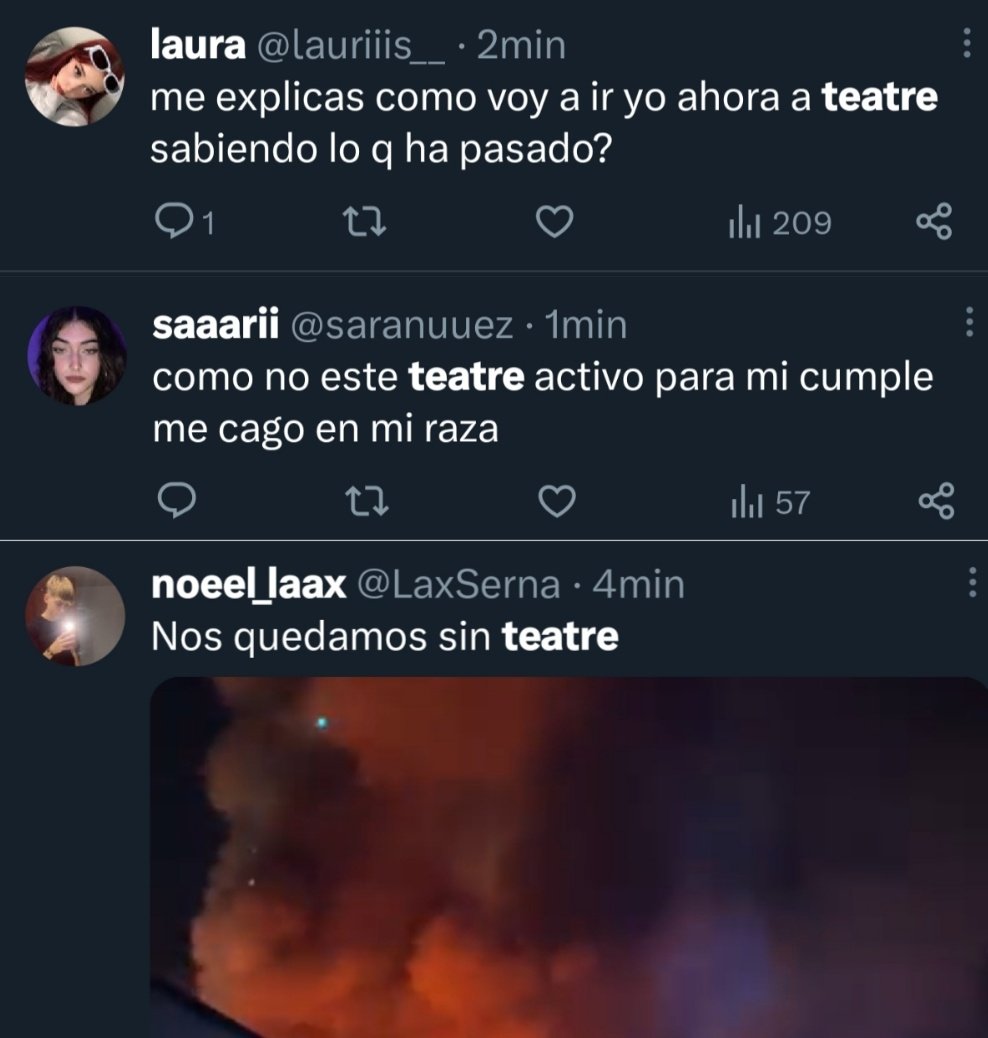 7 fallecidos , desaparecidos, heridos y a esta gente le preocupa más volver a salir a Teatre