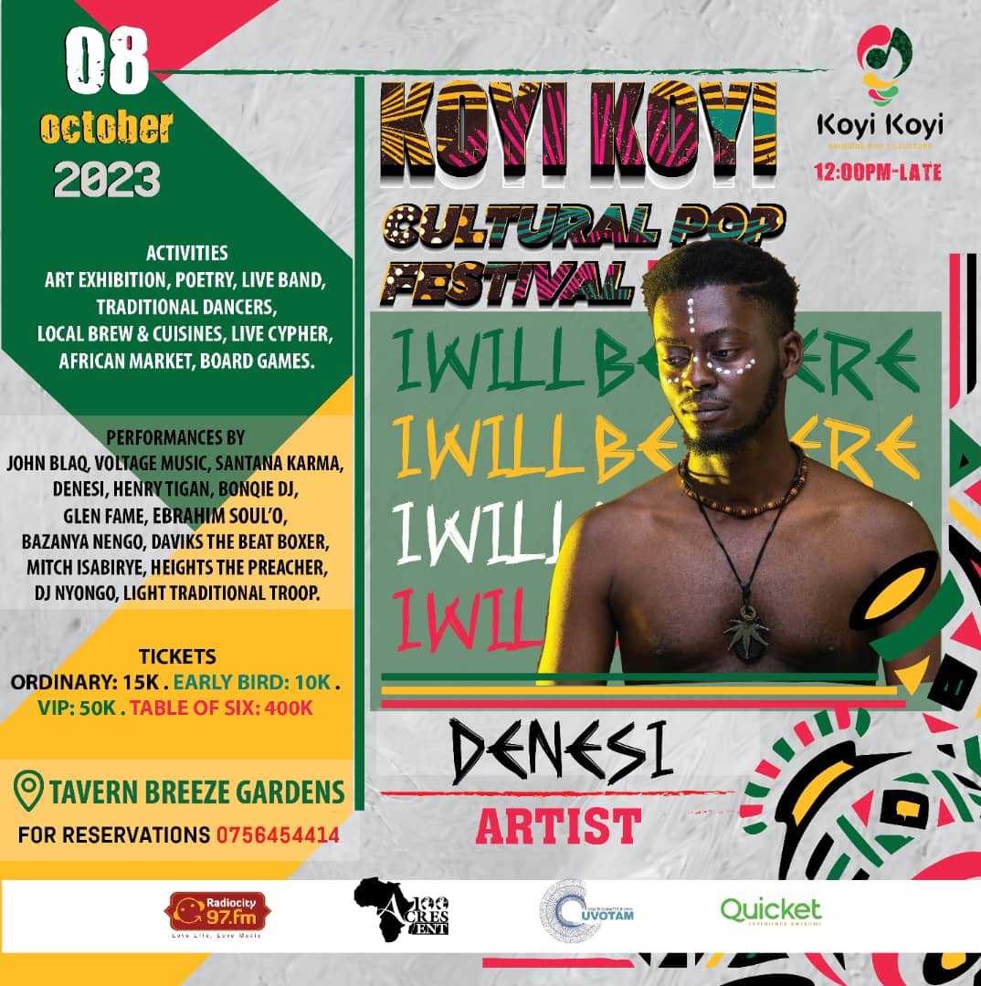 Koyikoyiug's tweet photo. Next sunday we have a Crazy line uppp for you good people
#Poetry #traditionaldance #LiveacousticMusic #liveCypher
#koyikoyifestival #8thoct #TervanBreezeGardensNajera https://t.co/7taY05R9xJ