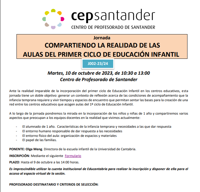 cepinfantil's tweet photo. JORNADA COMPARTIENDO LA REALIDAD DE LAS AULAS DEL PRIMER CICLO DE EDUCACIÓN INFANTIL: Ante la realidad imparable de la incorporación del primer ciclo de Educación Infantil en los centros educativos, esta jornada tiene un doble objetivo: generar un… https://t.co/f27Sur1GeW https://t.co/2M09Q9gkqF
