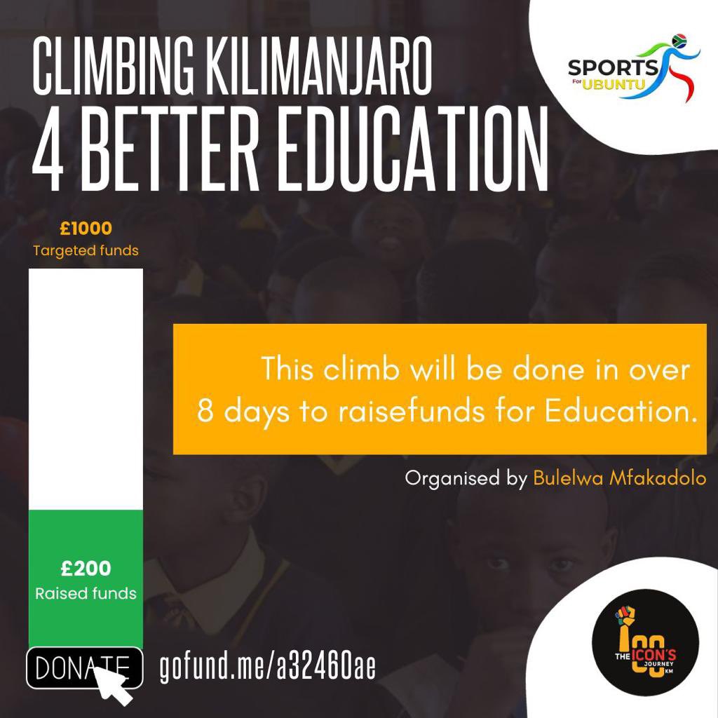theiconsjourney's tweet photo. Let’s all rally behind @bulelwa35 who will be on a journey to summit #kilimanjaro this October in an effort to raise funds that will benefit school kids.

Inspiring Leaders of Tomorrow 🥳🥳🥳

To donate visit : https://t.co/MaSmRGw89c

#sportsforubuntu
#iconsforchange❤️ https://t.co/hz4aaRaJz4