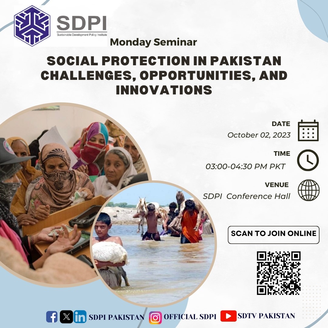 🌟Join us for an insightful seminar on 
"Social Protection in 🇵🇰: Challenges, Opportunities, &amp; Innovations." 🤝
Let's delve into the critical issues, potential solutions, and innovative approaches shaping the future of #socialprotection in our nation! 📢🌍
<a href="/ArmughanFareeha/">Fareeha Armughan</a>