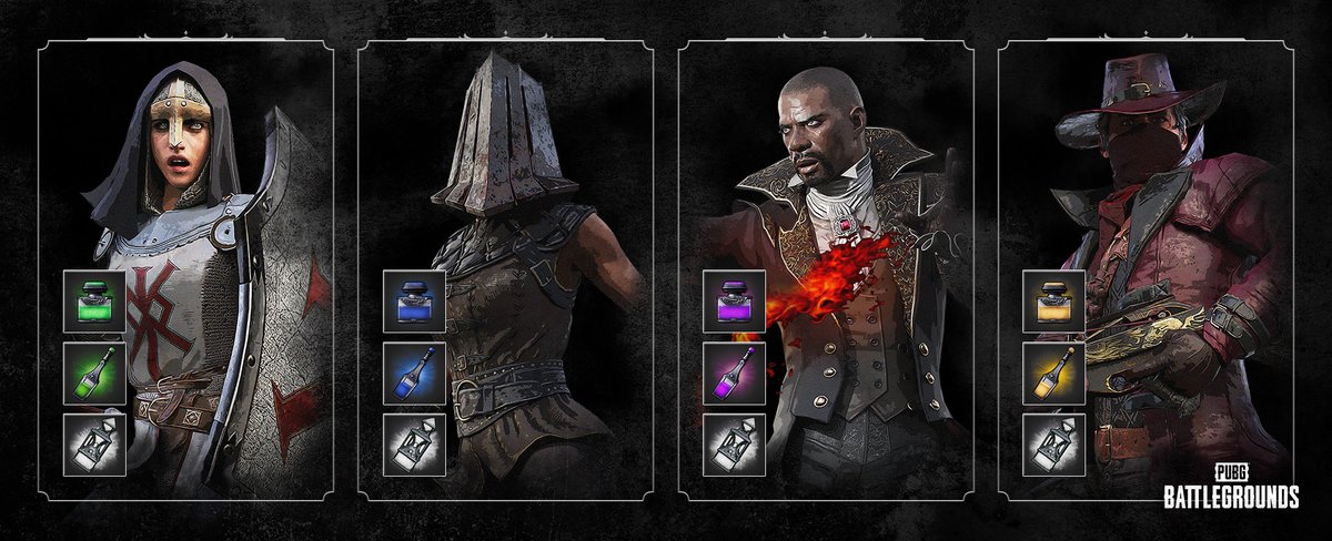 PUBG's tweet photo. 4 classes, each with its own unique ability in Halloween Battle Royale!🛡️⚔️ #PUBG #HBR #PUBGArcade https://t.co/NfaBChMO2L