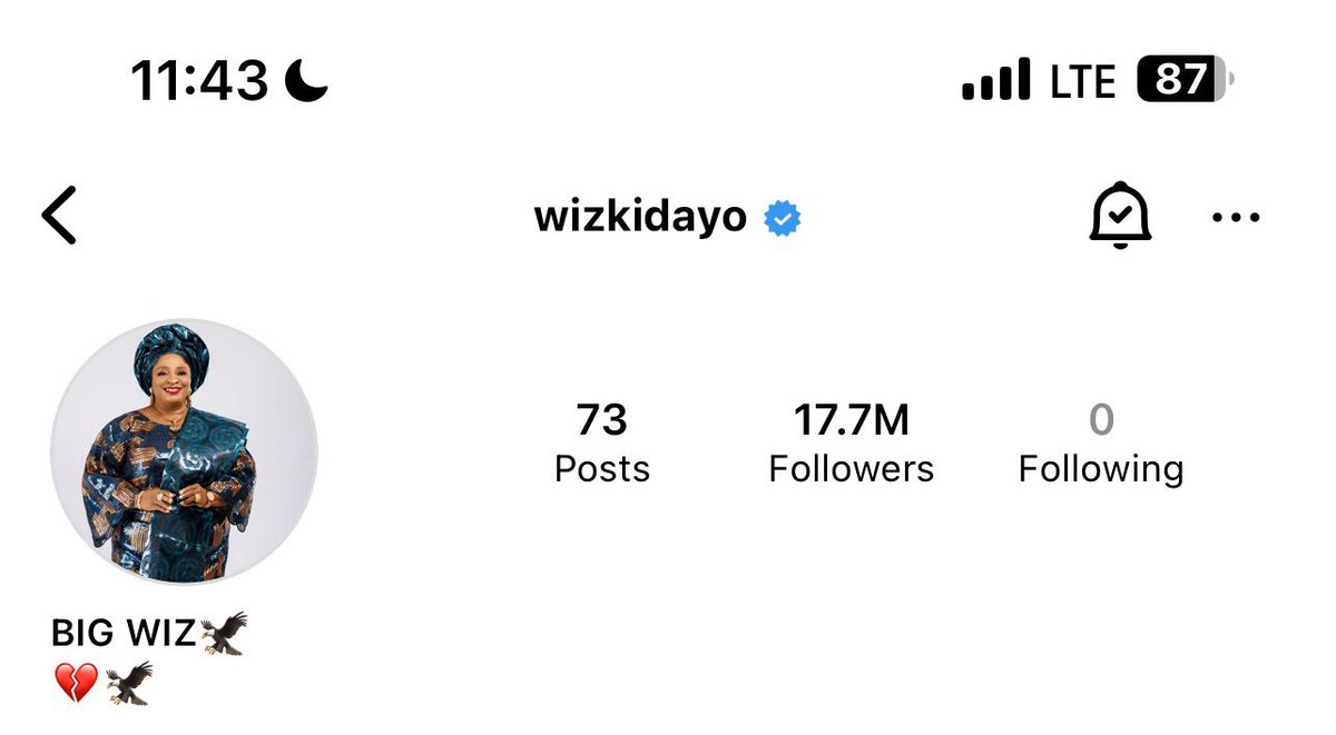 sakpo00007_'s tweet photo. Wizkid has changed his instagram profile pic to his mom with broken heart emoji 💔🦅 https://t.co/oIofO6V5KW
