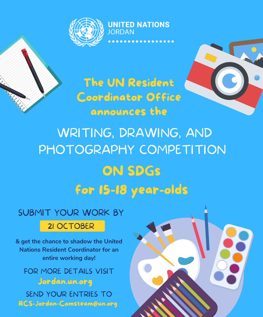 Submitted your masterpiece yet? Join our Competition! ✅ Aged 15-18? ✅ Love writing ✍️, painting 🎨, or photography 📷? Show your passion for #SDGs: education, climate action, food security, water. 📅 Submit by 21 Oct! Details 👉bit.ly/457OOWw