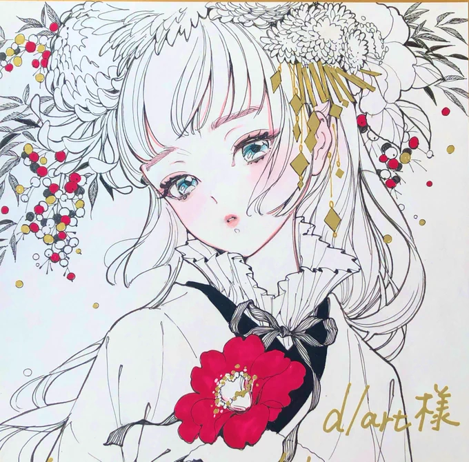 台湾での展覧会に向けてのサイン色紙描きました。こちらは会場のd/art様に飾っていただくものです。 