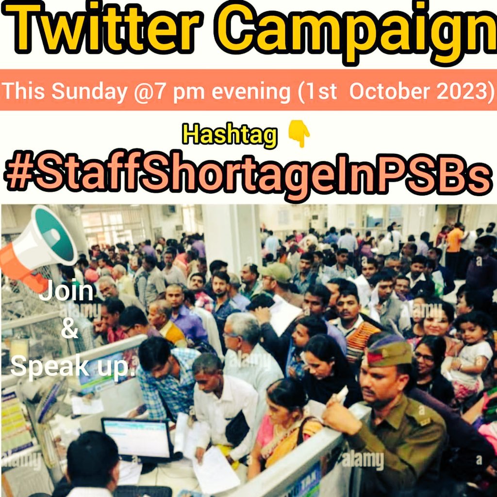 SUICIDE DEATHS   &amp; DEATH DUE TO HEALTH ISSUES IN YOUNG  AGE ARE  INCREASING DAY BY DAY IN PUBLIC SECTOR BANKS . 

THE CORE REASON BEHIND IT IS STAFF SHORTAGE. UNFORTUNATELY THE  MOST IGNORED TOPIC ON EARTH.

Request all to raise their voice @ Today 7 pm evening onwards.