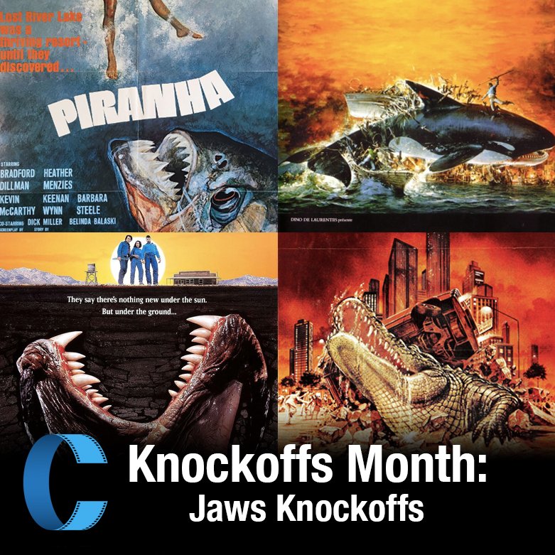 CinemaChopShop's tweet photo. 292. Knockoff Movies:  Jaws - October's theme is knockoffs of iconic films, and this week, Shawn, Travis, Joey, and Todd chum the waters to attract the many imitators of 1975's "Jaws". Strap yourself into your fishing chair and reel in this whopper. https://t.co/OwYhrCrmWe https://t.co/XHfGjJXhiH