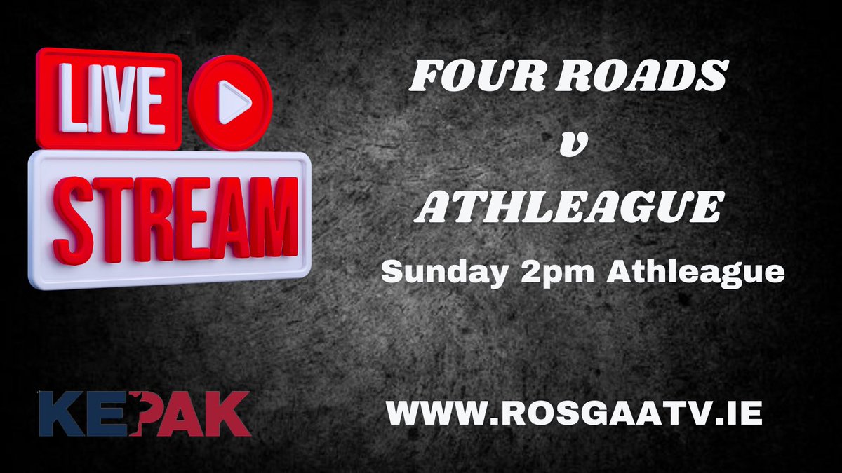 Today’s Kepak Senior Hurling Championship Final between Four Roads and Athleague will be live streamed on Ros GAA TV. You can purchase the stream now via the link below. 👉 rosgaatv.ie #RosGAA