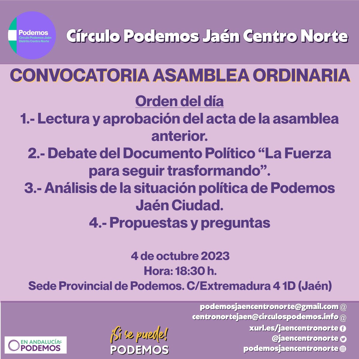 Círculo Podemos Jaén Centro Norte tweet media