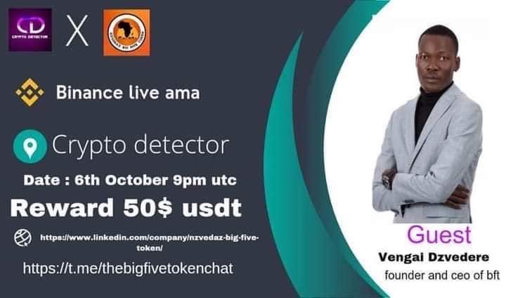 6 October is my birthday and what a coincidence, i have been invited by @CRYPTODETECTOR_ to do an #AMA on @binance and I didn't say NO because we are working to groom and add value on $BFT Don’t miss it that’s how we are celebrating my Birthday