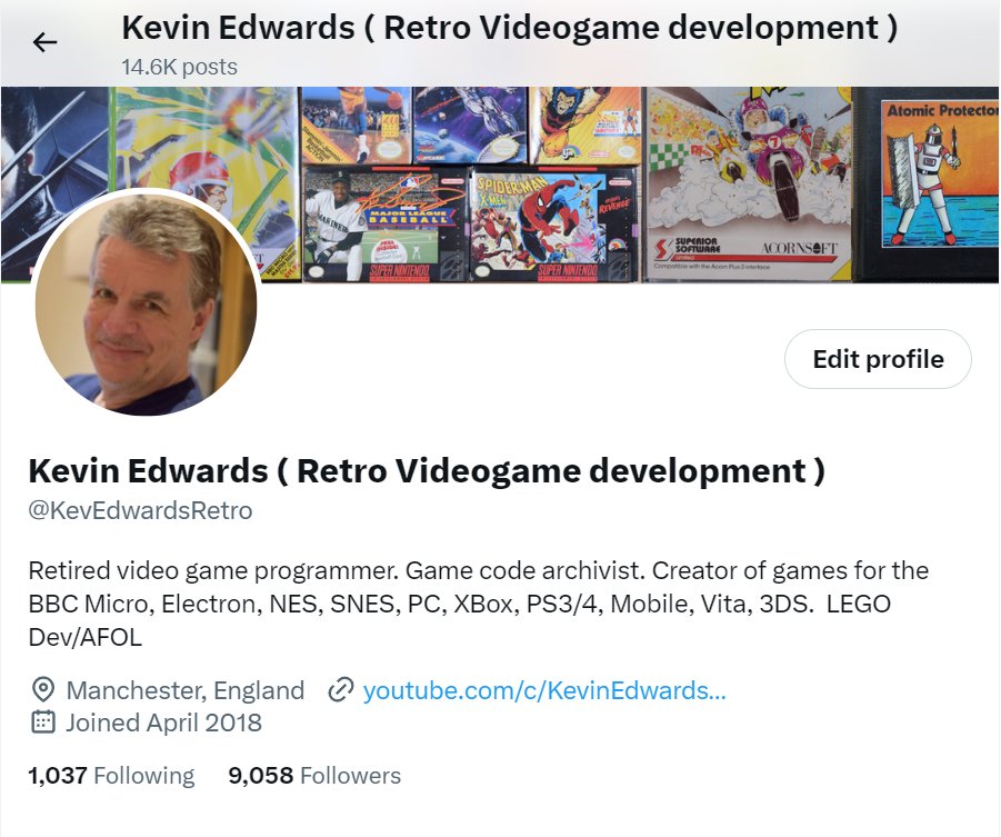 KevEdwardsRetro's tweet photo. I just realised that I now have over 9,000 followers. Thank you all so much for following or interacting with me over the last few years. It's been really great communicating with so many like-minded people. I hope you enjoy my old development stories. Please Re-Tweet if you do! https://t.co/CpCOtcokGz