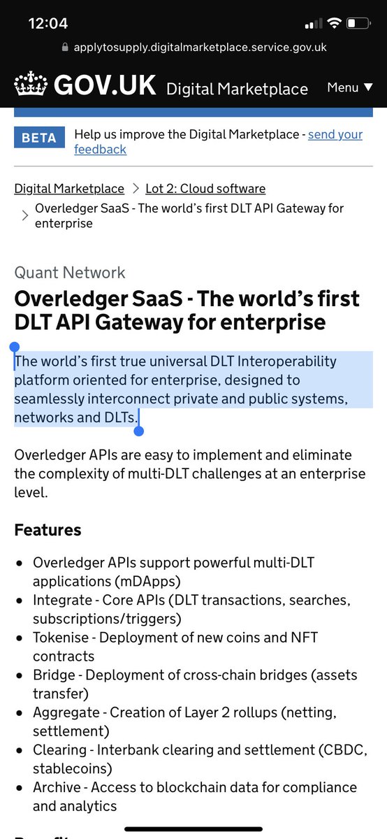 The U.K. Government knows what’s what 

“The world’s first true universal DLT Interoperability platform oriented for enterprise, designed to seamlessly interconnect private and public systems, networks and DLTs”

$QNT OverLedger SaaS

#Bitcoin #eth #QNT #crypto